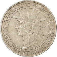 Coin, Guadeloupe, Franc, 1921, EF(40-45), Copper-nickel, KM:46, Lecompte:57