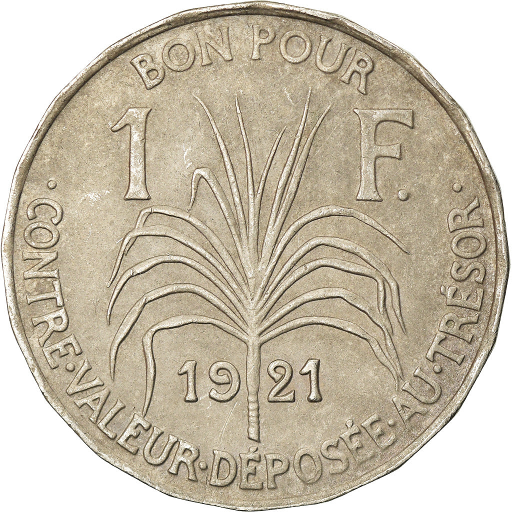 Coin, Guadeloupe, Franc, 1921, EF(40-45), Copper-nickel, KM:46, Lecompte:57