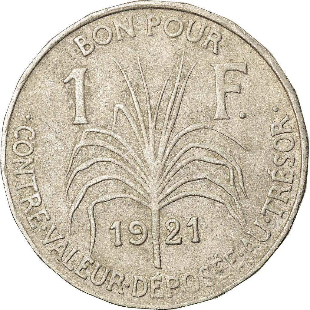 Coin, Guadeloupe, Franc, 1921, EF(40-45), Copper-nickel, KM:46, Lecompte:57