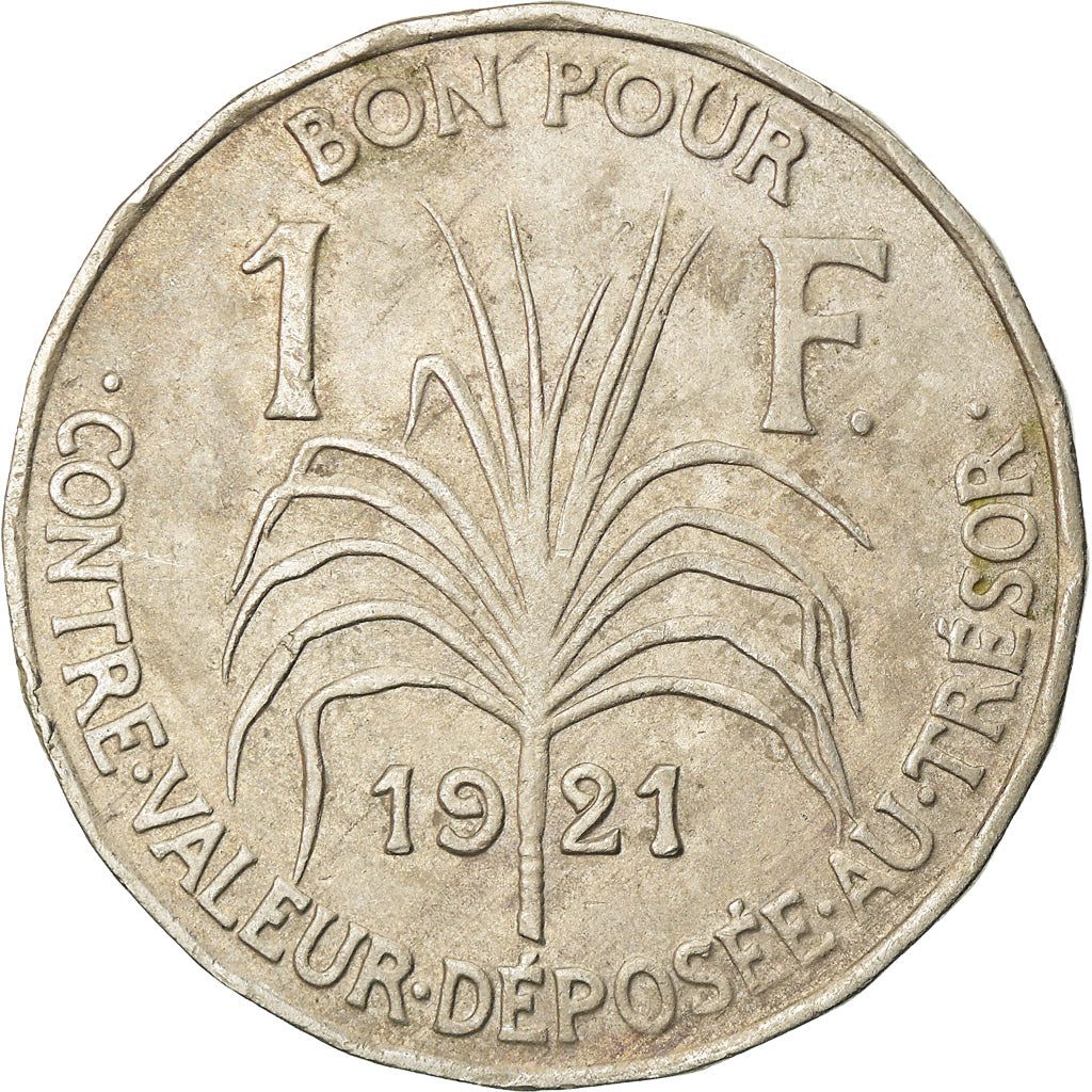 Coin, Guadeloupe, Franc, 1921, EF(40-45), Copper-nickel, KM:46, Lecompte:57