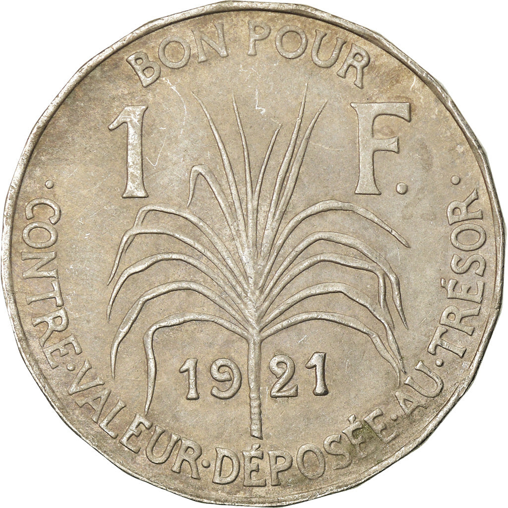 Coin, Guadeloupe, Franc, 1921, EF(40-45), Copper-nickel, KM:46, Lecompte:57