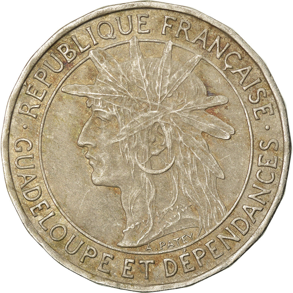 Coin, Guadeloupe, Franc, 1921, VF(30-35), Copper-nickel, KM:46, Lecompte:57