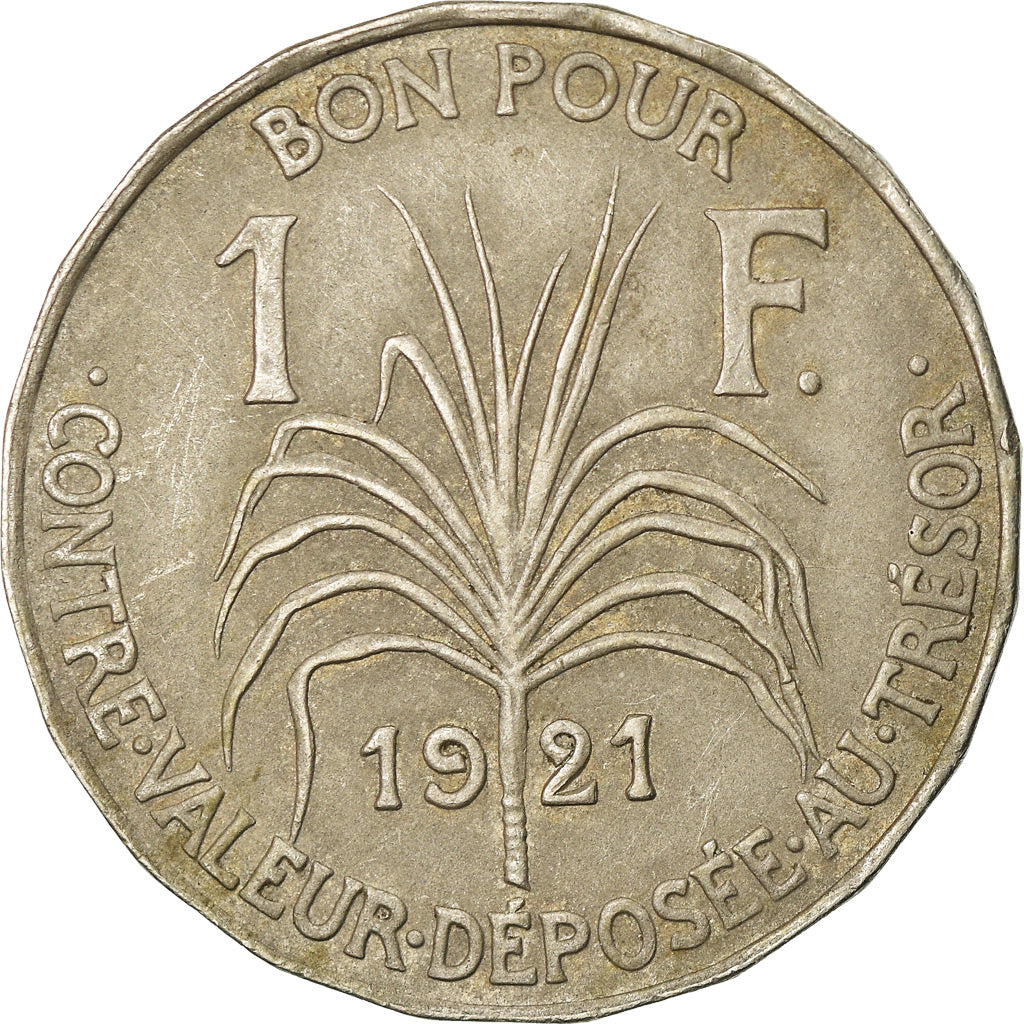 Coin, Guadeloupe, Franc, 1921, VF(30-35), Copper-nickel, KM:46, Lecompte:57