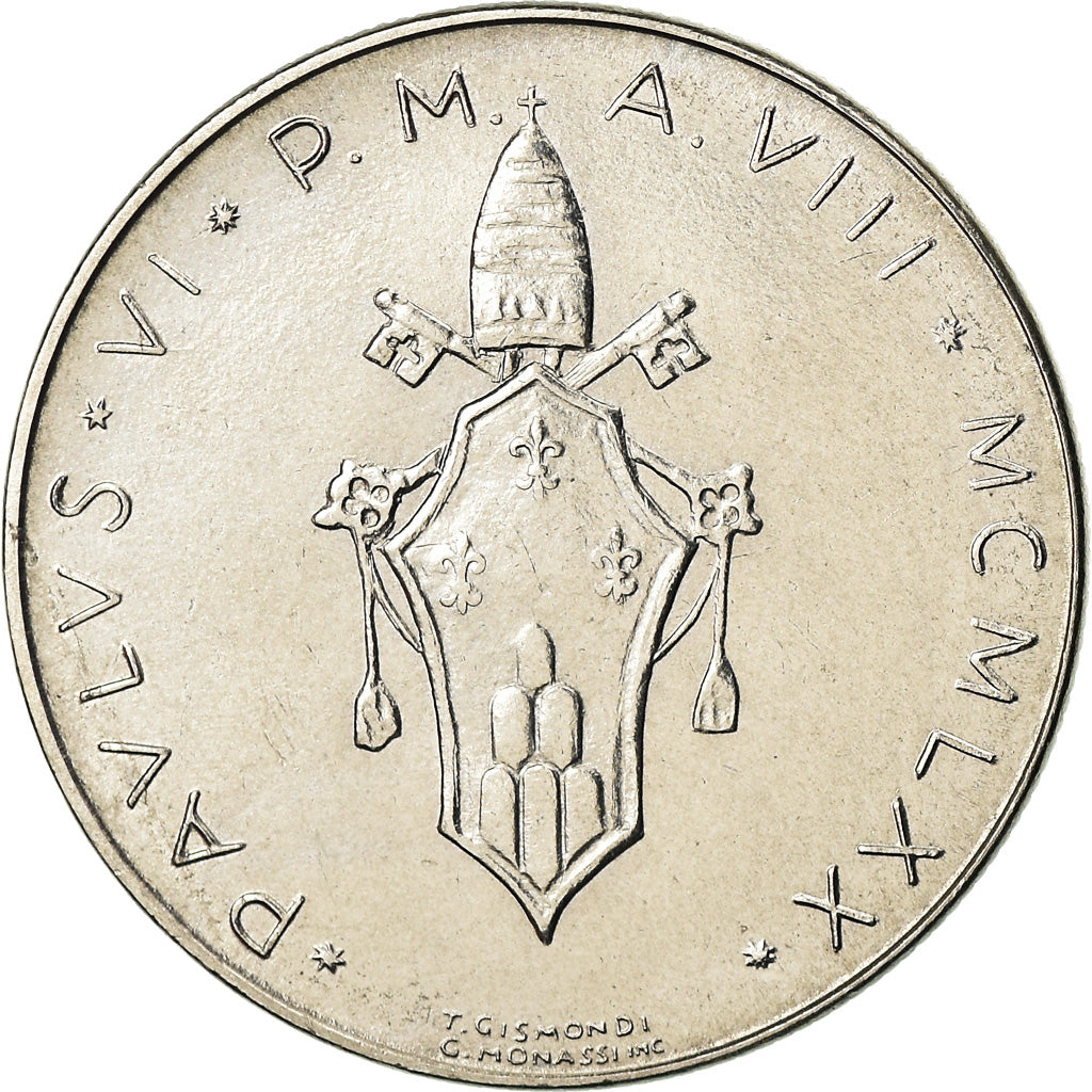 Coin, VATICAN CITY, Paul VI, 50 Lire, 1970, MS(63), Stainless Steel, KM:121