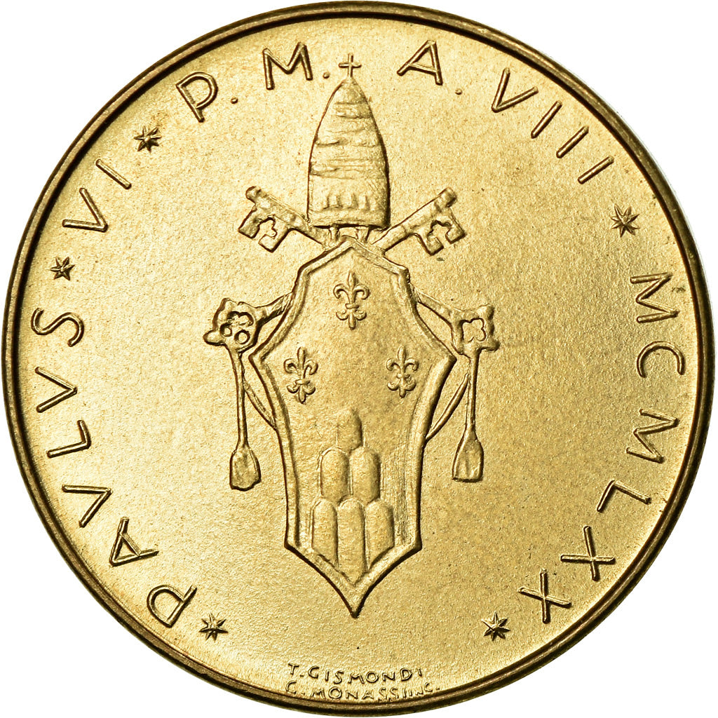 Coin, VATICAN CITY, Paul VI, 20 Lire, 1970, MS(63), Aluminum-Bronze, KM:120