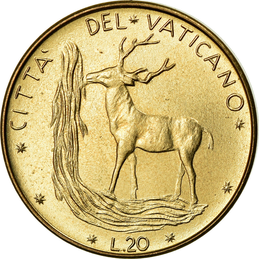 Coin, VATICAN CITY, Paul VI, 20 Lire, 1970, MS(63), Aluminum-Bronze, KM:120