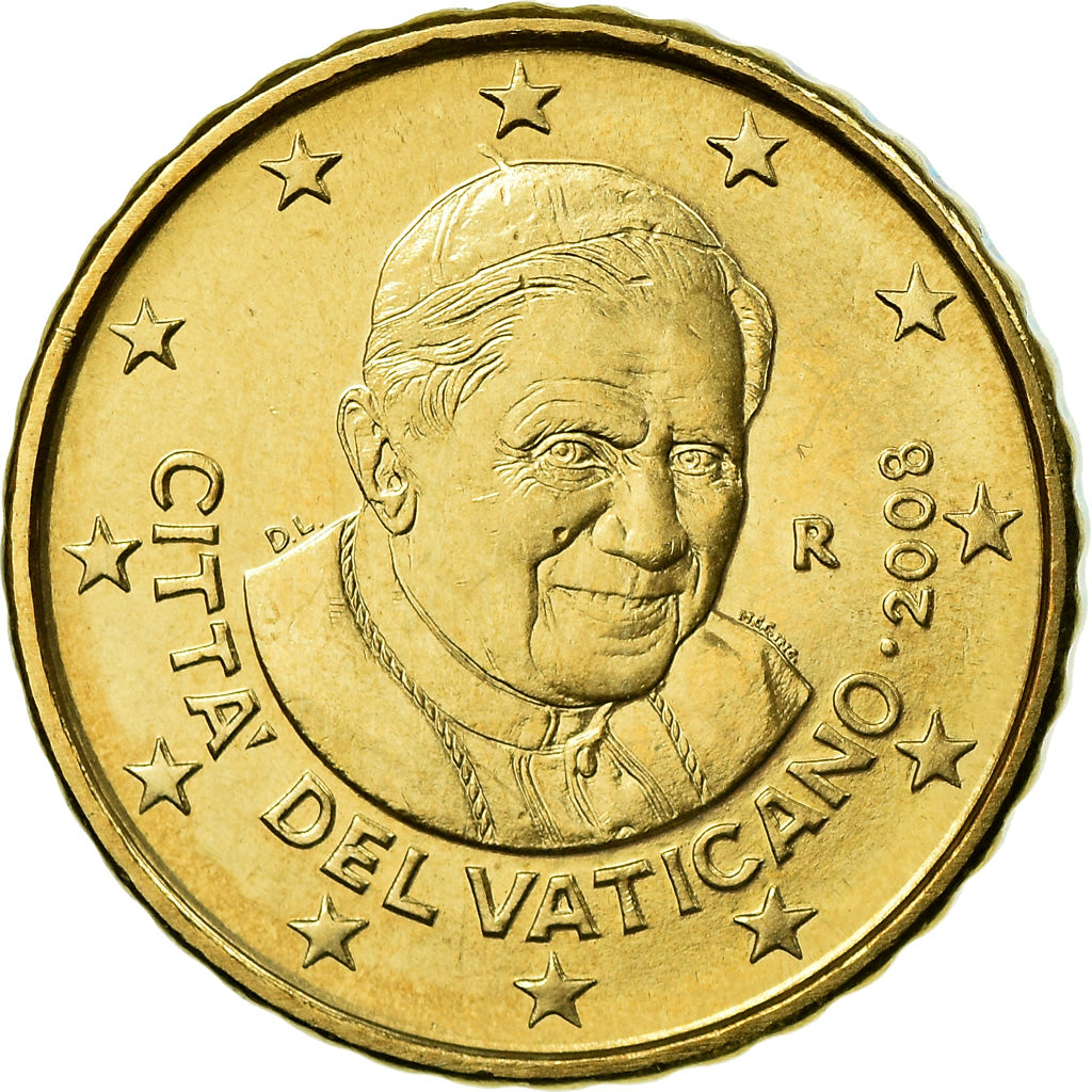 Vatikanstadt, 10 Euro Cent, 2008, UNZ, Messing, KM:385