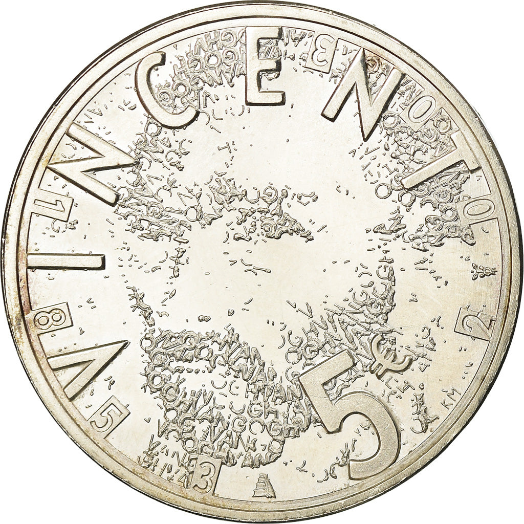 Netherlands, 5 Euro, 2003, Vincent Van Gogh, AU(55-58), Silver, KM:245
