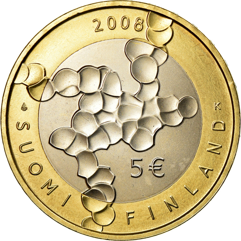 Finland, 5 Euro, 2008, FDC, MS(65-70), Bi-Metallic, KM:146