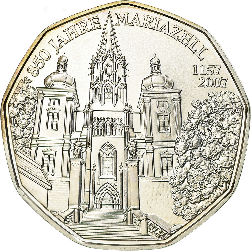 Austria, 5 Euro, 2007, 850 Jahre Mariazell, MS(65-70), Silver, KM:3145