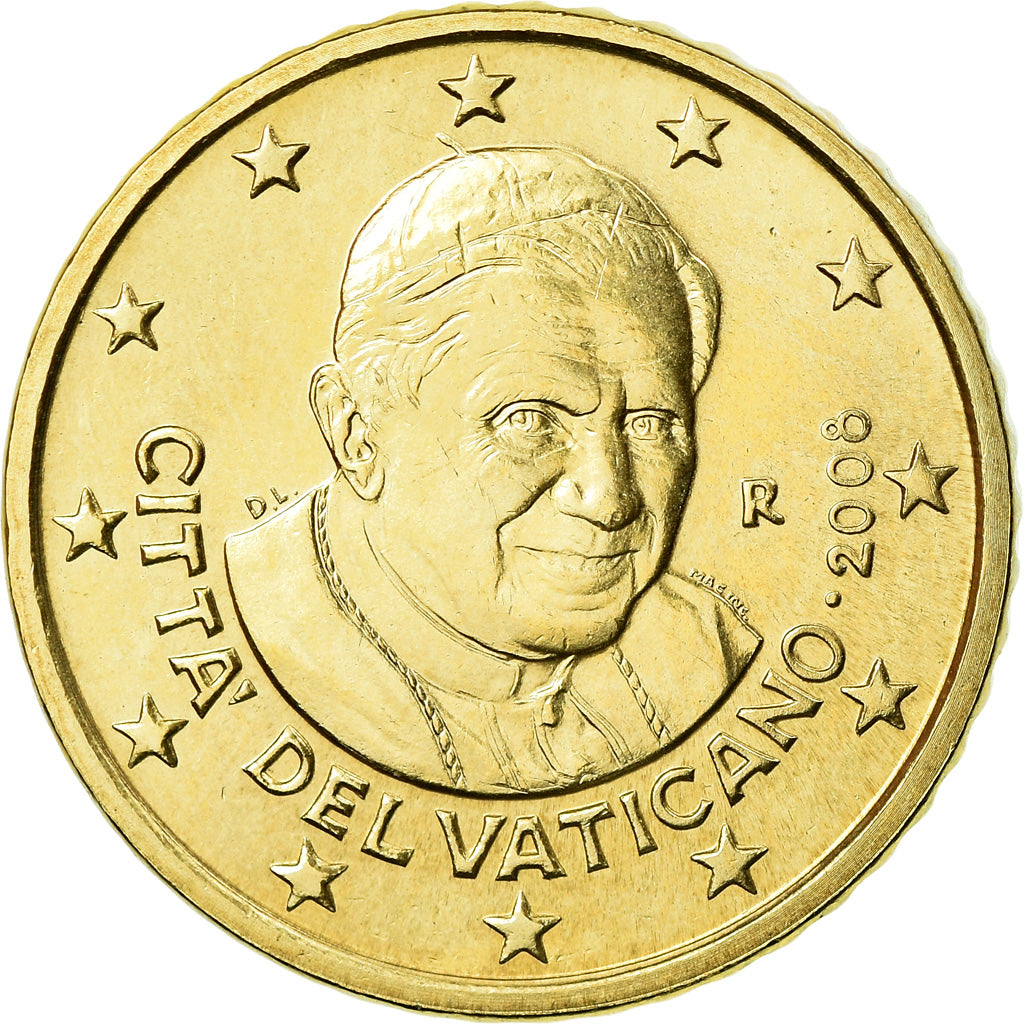 VATICAN CITY, 50 Euro Cent, 2008, AU(55-58), Brass, KM:387