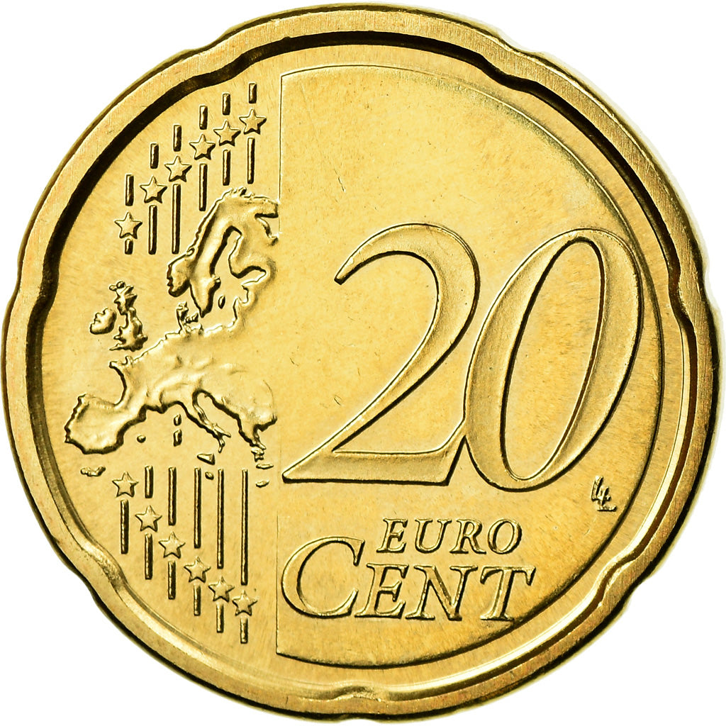 VATICAN CITY, 20 Euro Cent, 2008, MS(63), Brass, KM:386