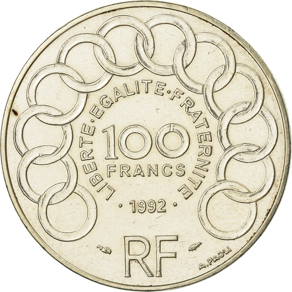 Coin, France, Jean Monnet, 100 Francs, 1992, AU(55-58), Silver, KM:1120