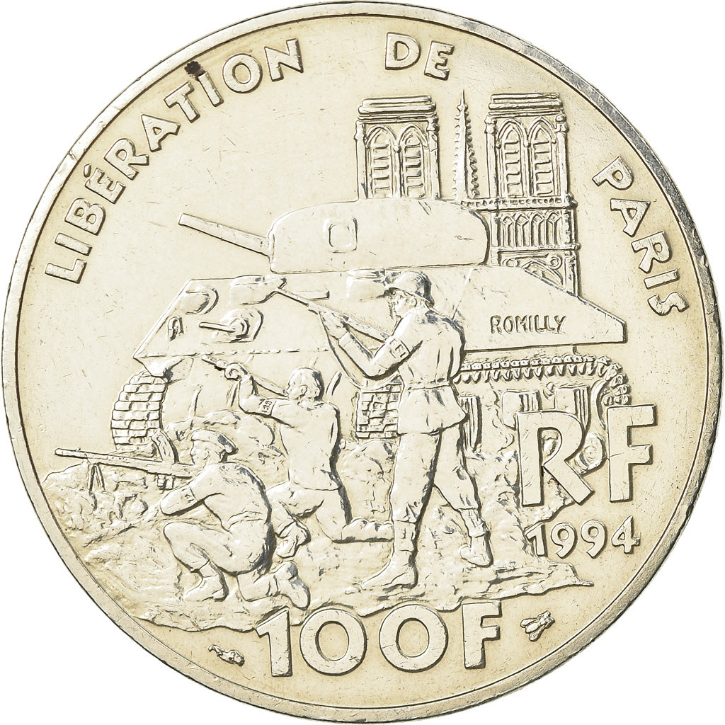 Coin, France, Libération de Paris, 100 Francs, 1994, AU(55-58), Silver