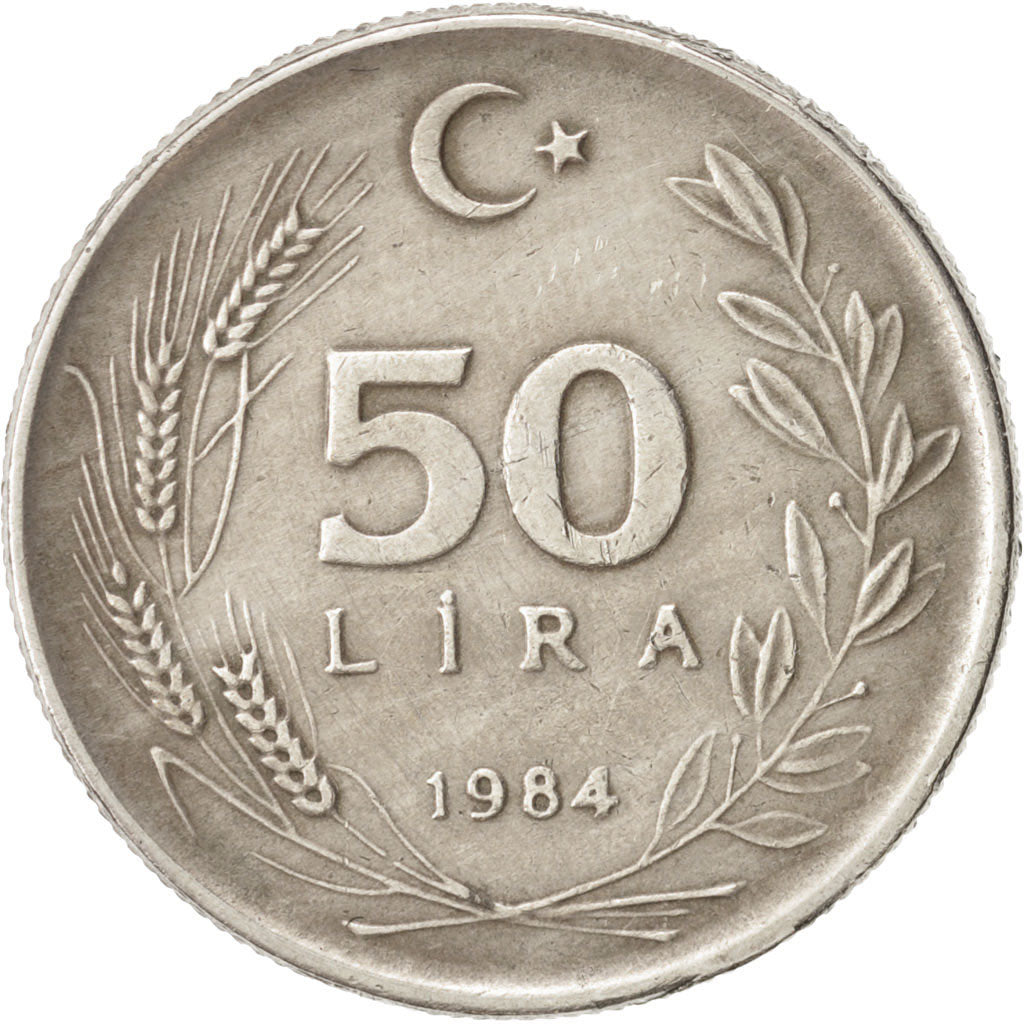 Turkey, 50 Lira, 1984, , AU(50-53), Copper-Nickel-Zinc, KM:966
