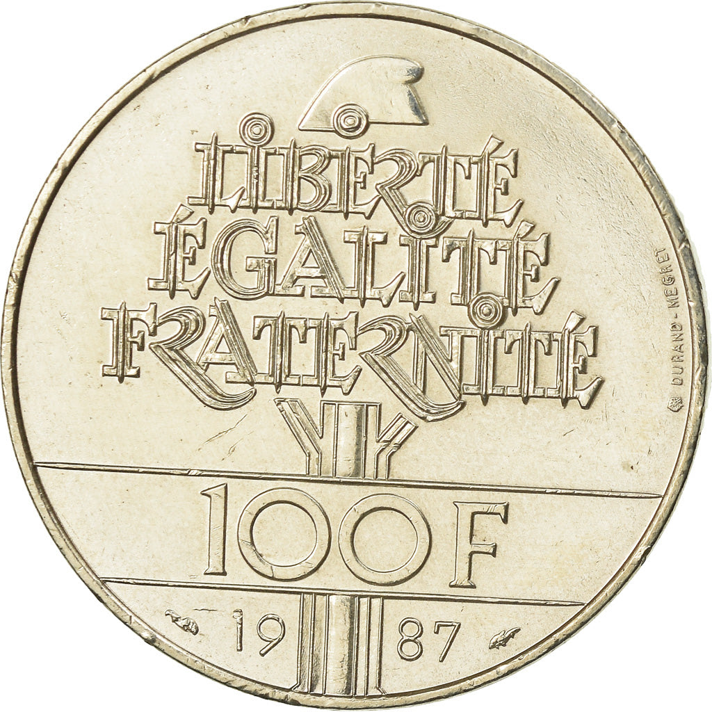 Coin, France, Lafayette, 100 Francs, 1987, Paris, AU(55-58), Silver, KM:962