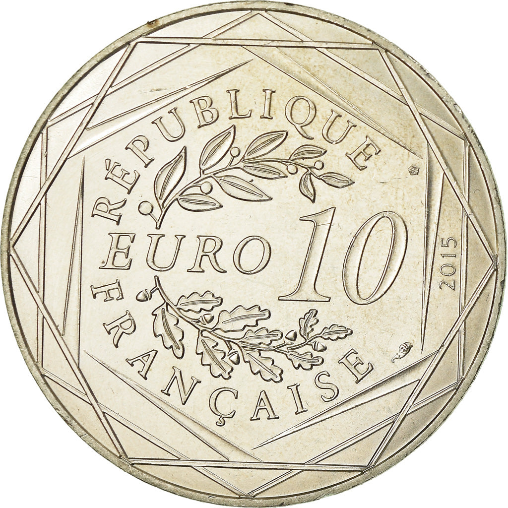 France, 10 Euro, Egalité, Astérix, Obélix, 2015, MS(63), Silver