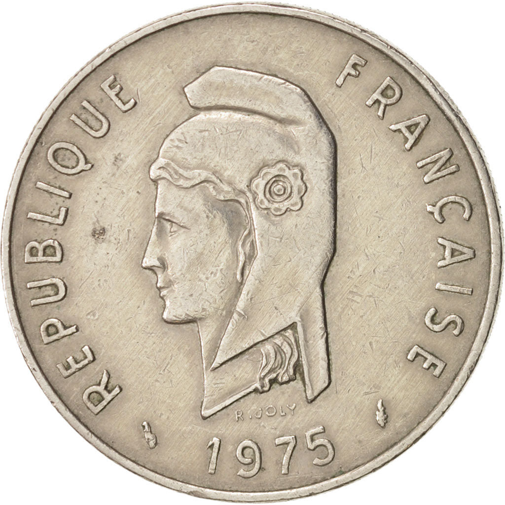 FRENCH AFARS & ISSAS, 100 Francs, 1975, Paris, AU(50-53), Copper-nickel, KM:19