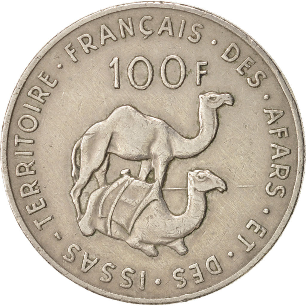FRENCH AFARS & ISSAS, 100 Francs, 1975, Paris, AU(50-53), Copper-nickel, KM:19