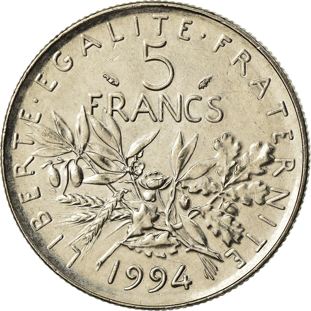 Münze, Frankreich, Semeuse, 5 Francs, 1994, Paris, VZ, Nickel Clad