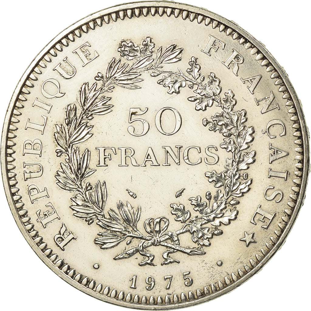 Coin, France, Hercule, 50 Francs, 1975, Paris, AU(55-58), Silver, KM:941.1
