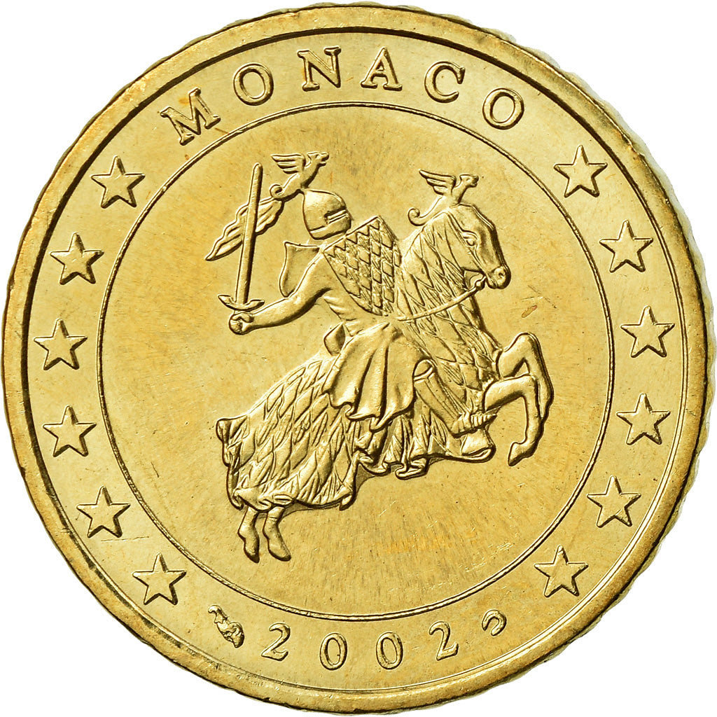 Monaco, 50 Euro Cent, 2002, AU(55-58), Brass, Gadoury:MC177, KM:172