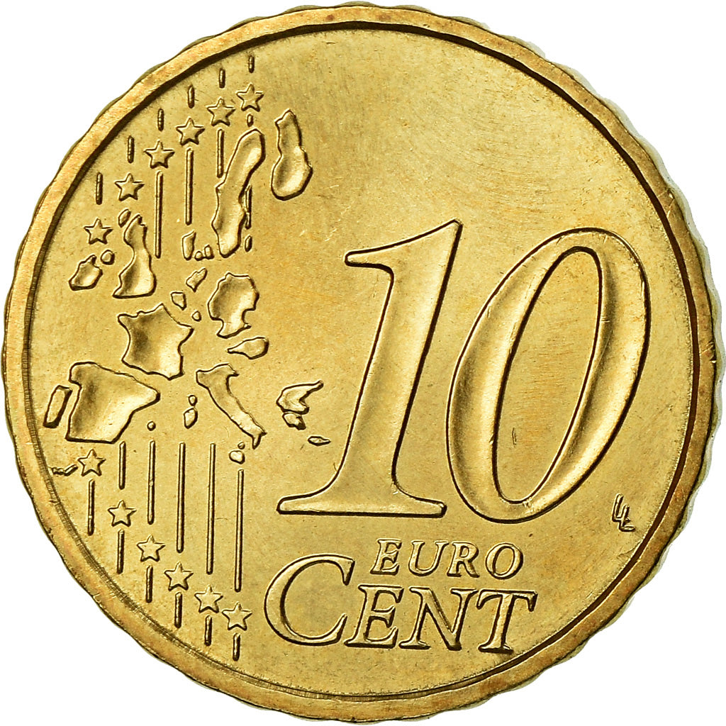 Monaco, 10 Euro Cent, 2002, SUP, Laiton, KM:170