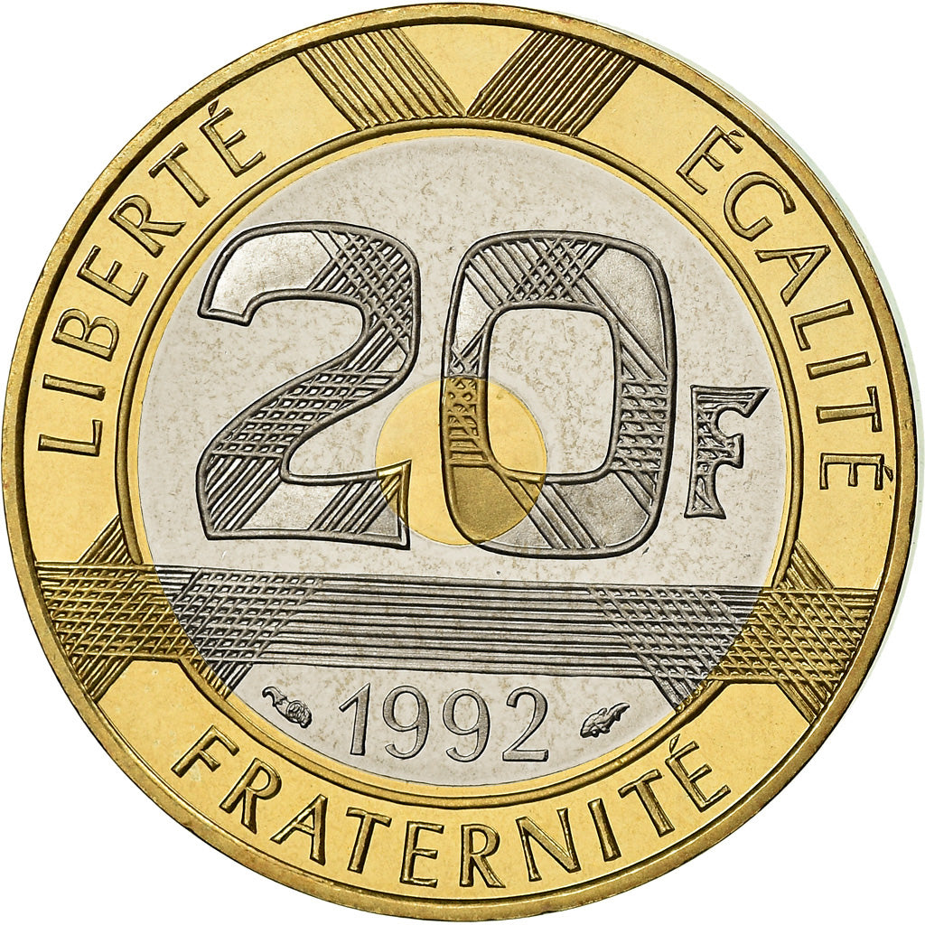 Coin, France, Mont Saint Michel, 20 Francs, 1992, Paris, BE, MS(65-70)