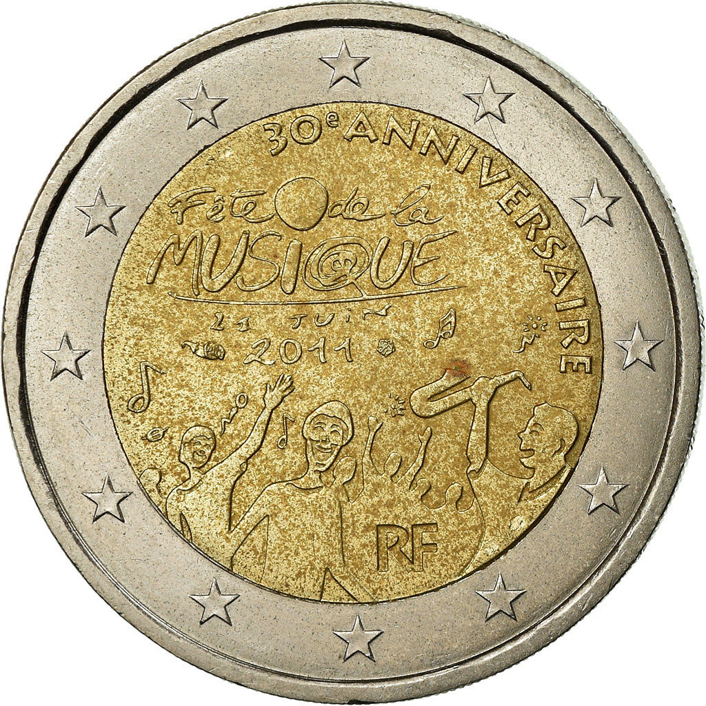 Frankreich, 2 Euro, Fête Musique, 2011, S+, Bi-Metallic, Gadoury:13., KM:1789