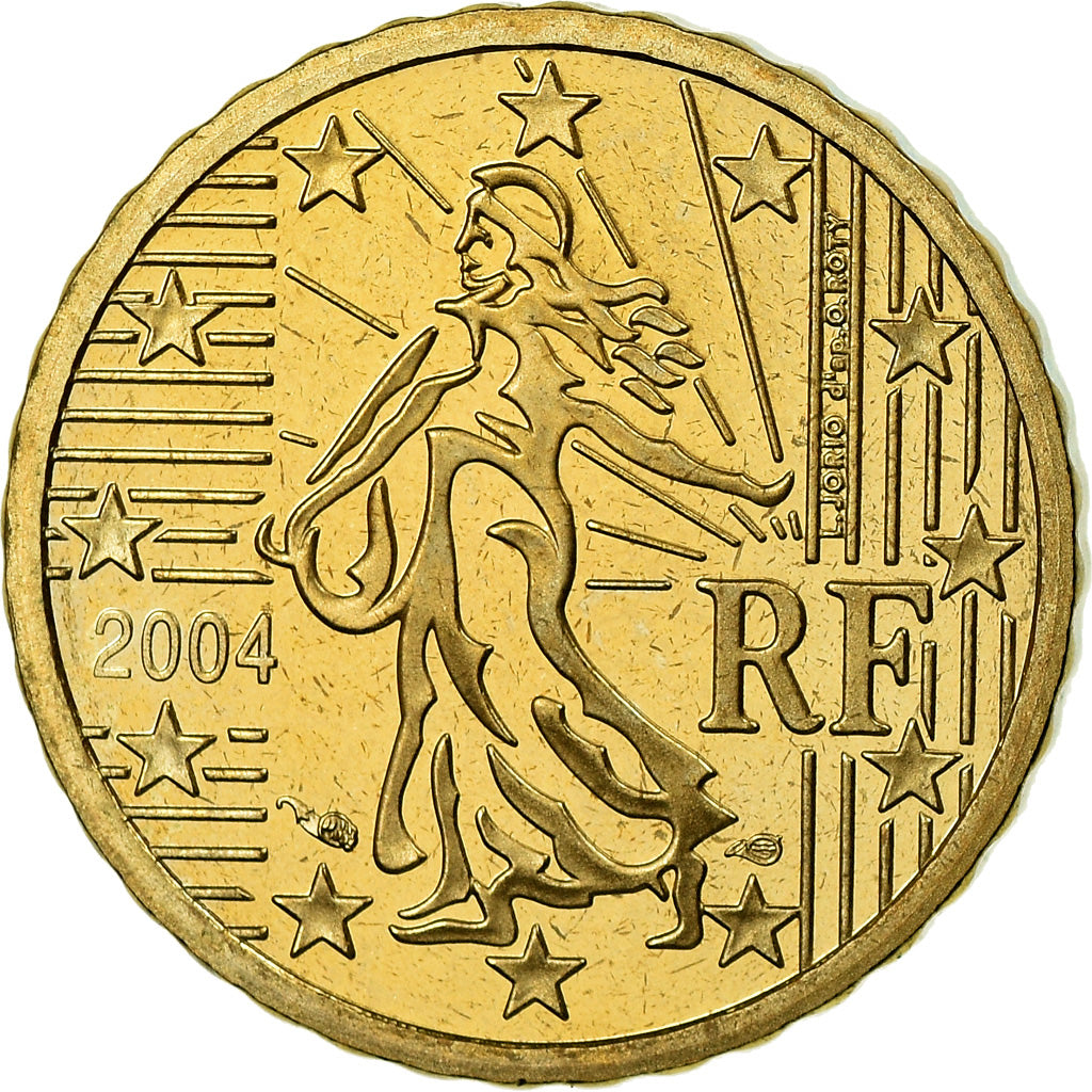 France, 10 Euro Cent, 2004, BE, MS(65-70), Brass, KM:1285