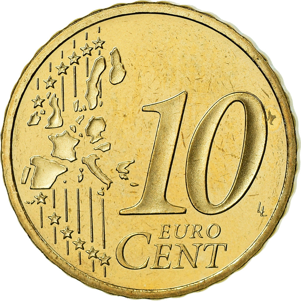 France, 10 Euro Cent, 2004, BE, MS(65-70), Brass, KM:1285