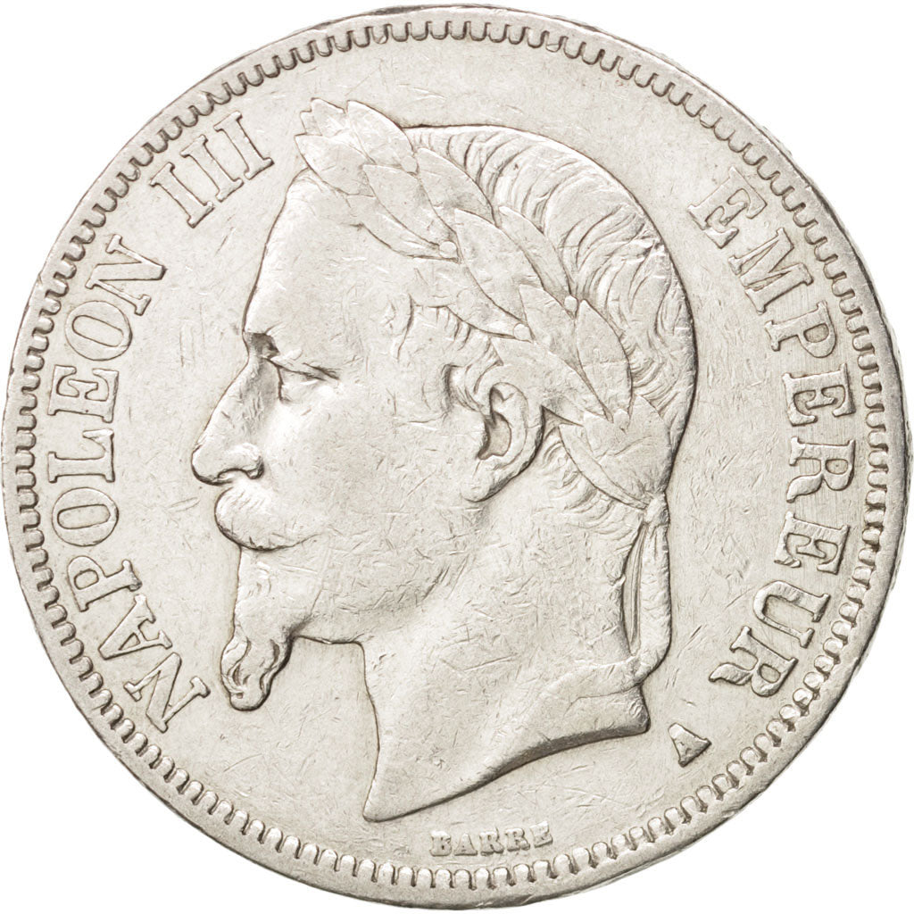 France, Napoleon III,5 Francs,1867,Paris,AU(50-53),Silver,KM799.1