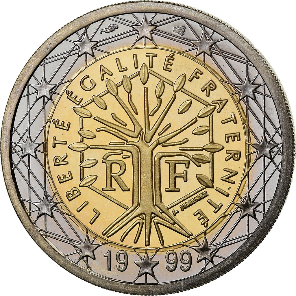 France, 2 Euro, 1999, BE, MS(65-70), Bi-Metallic, KM:1289