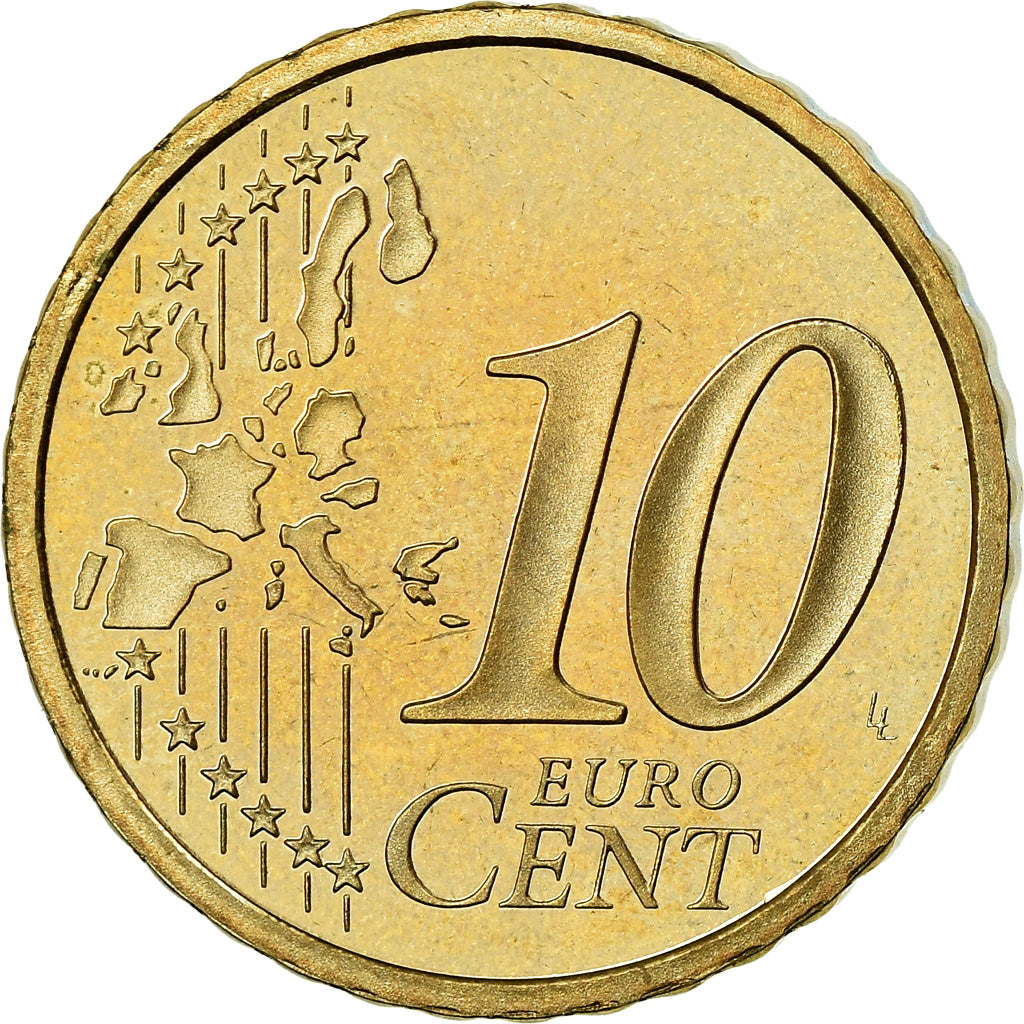 France, 10 Euro Cent, 1999, BE, MS(65-70), Brass, KM:1285