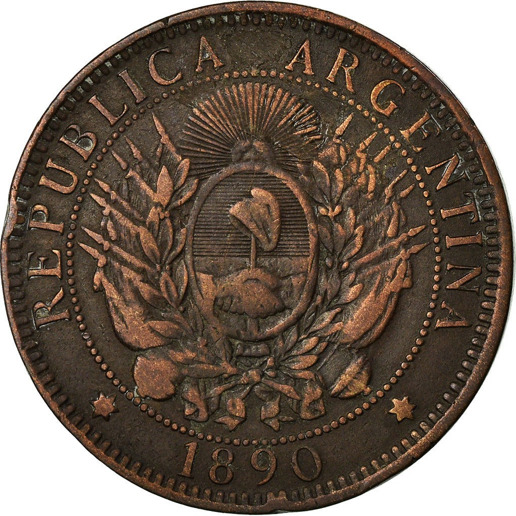Moneta, Argentina, 2 Centavos, 1890, EF(40-45), Bronze, KM:33