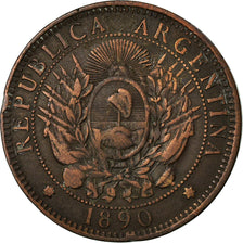 Moneta, Argentina, 2 Centavos, 1890, EF(40-45), Bronze, KM:33