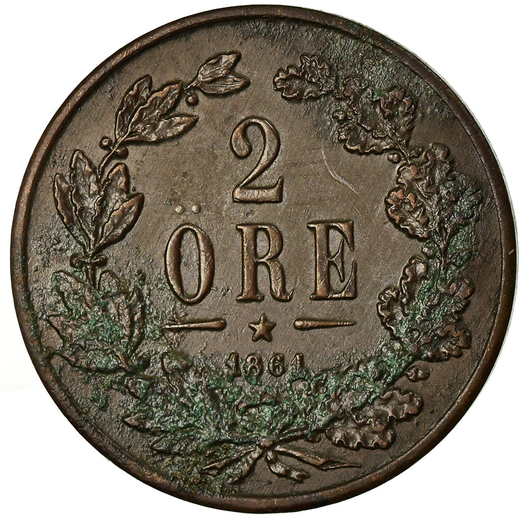 Coin, Sweden, Carl XV Adolf, 2 Öre, 1861, EF(40-45), Bronze, KM:706