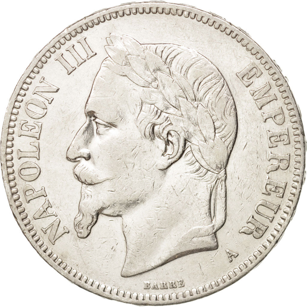 France,Napoleon III,5 Francs, 1870,Paris, TTB+,Argent, KM799.1,Gadoury739
