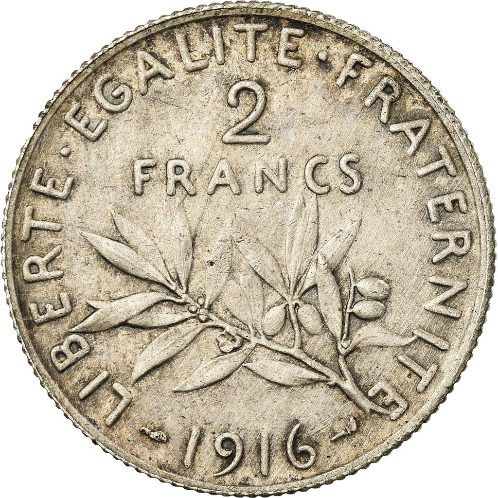 Coin, France, Semeuse, 2 Francs, 1916, Paris, EF(40-45), Silver, KM:845.1