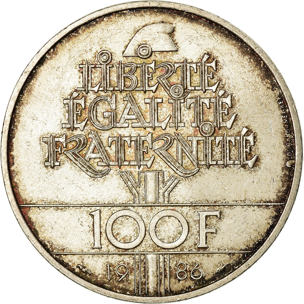 Coin, France, Statue de la Liberté, 100 Francs, 1986, EF(40-45), Silver