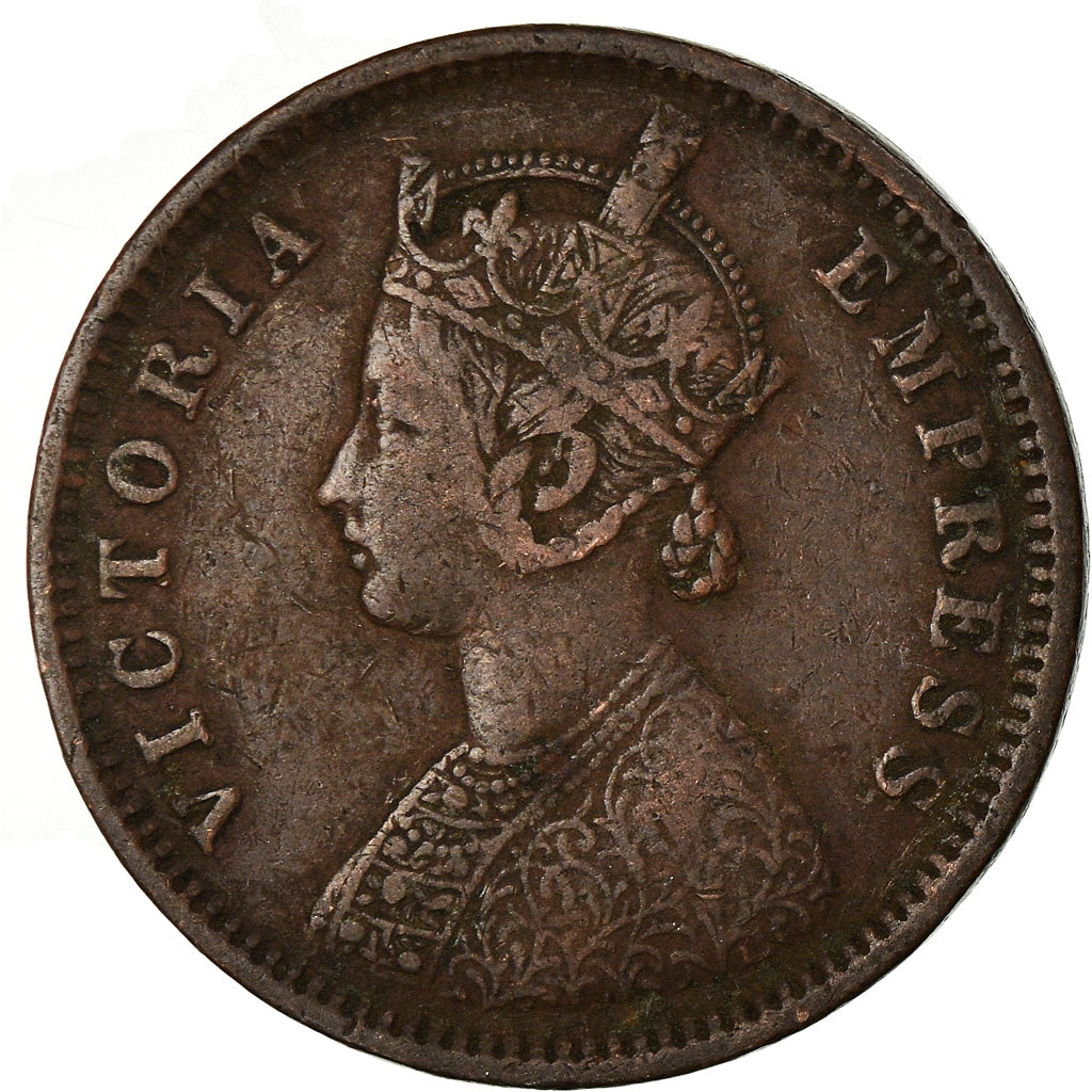 Moneta, INDIA - BRITANNICA, Victoria, 1/4 Anna, 1877, MB, Rame, KM:486