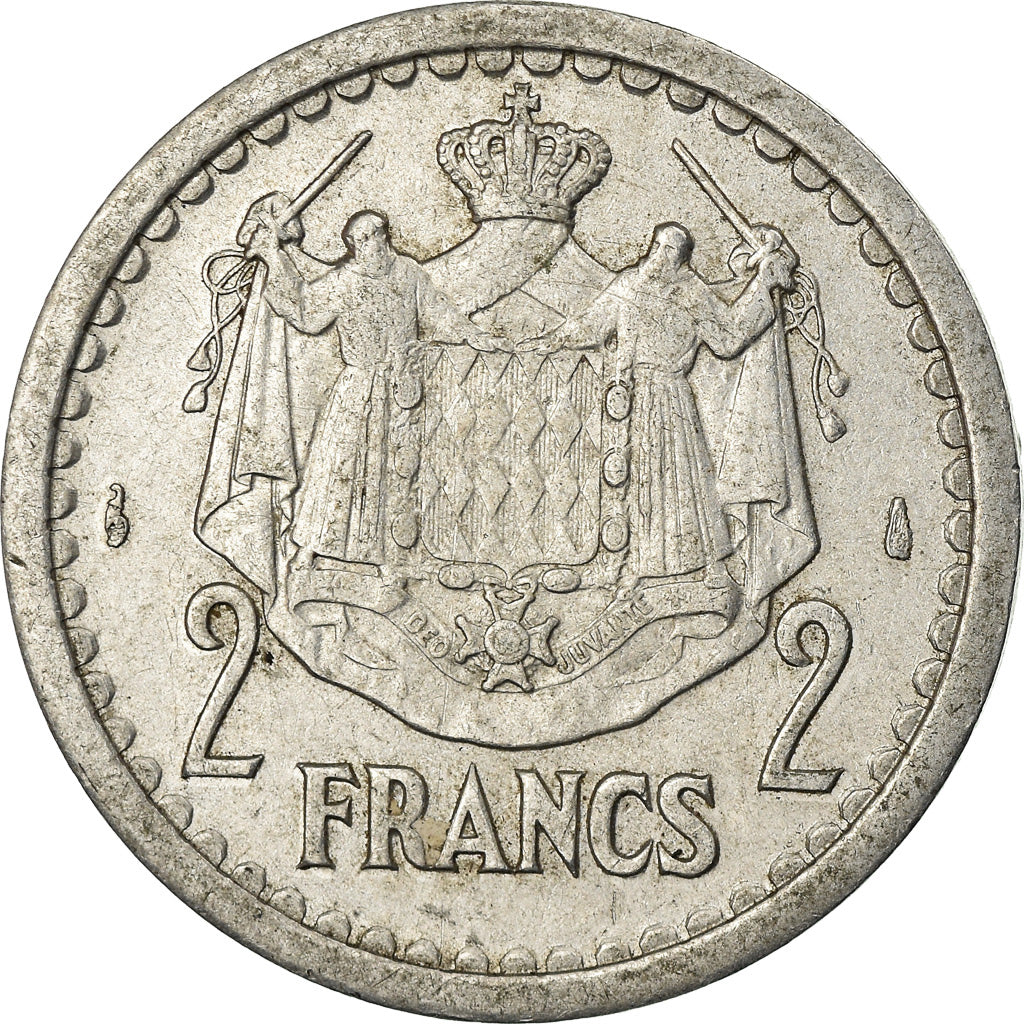 Moneta, Monaco, 2 Francs, Undated (1943), BB, Alluminio, Gadoury:MC 133
