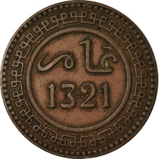 Coin, Morocco, 'Abd al-Aziz, 10 Mazunas, 1903, EF(40-45), Bronze, KM:17.1