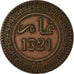 Moneta, Maroko, 'Abd al-Aziz, 10 Mazunas, 1903, EF(40-45), Bronze, KM:17.1