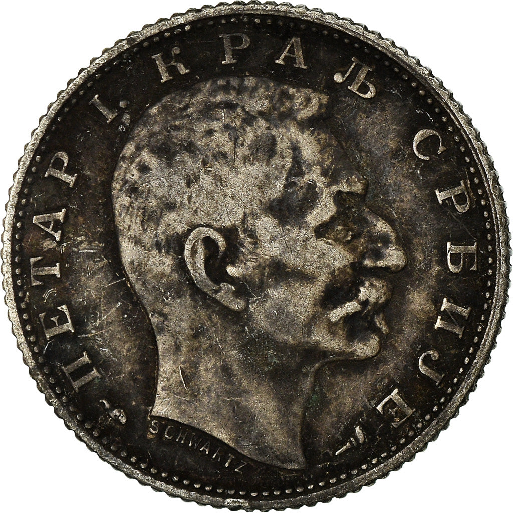 Coin, Serbia, Peter I, Dinar, 1915, EF(40-45), Silver, KM:25.1