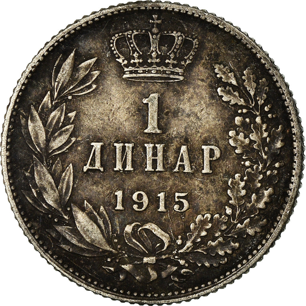 Coin, Serbia, Peter I, Dinar, 1915, EF(40-45), Silver, KM:25.1