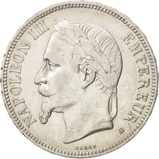 France, Napoléon III, 5 Francs, 1869, Strasbourg, AU(50-53), Silver, KM:799.2