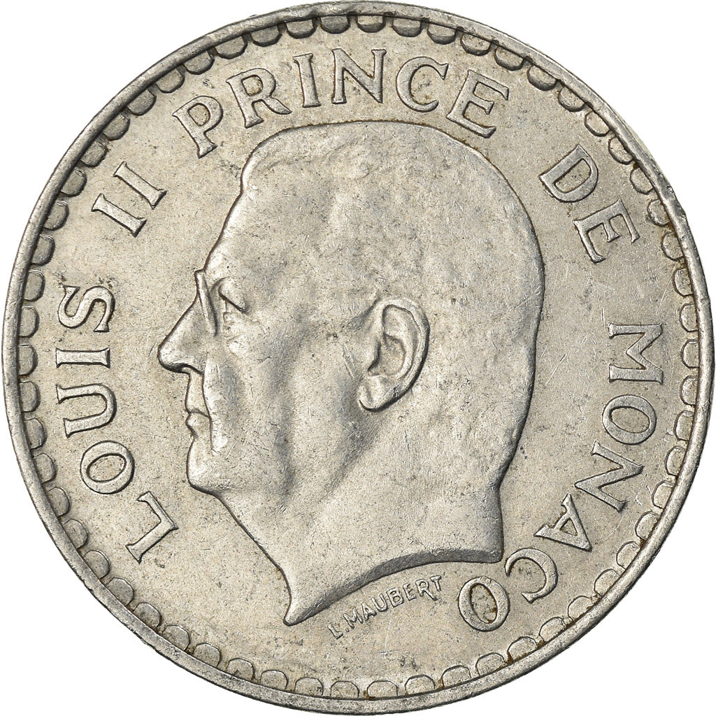 Coin, Monaco, Louis II, 5 Francs, 1945, Paris, AU(50-53), Aluminum, KM:122