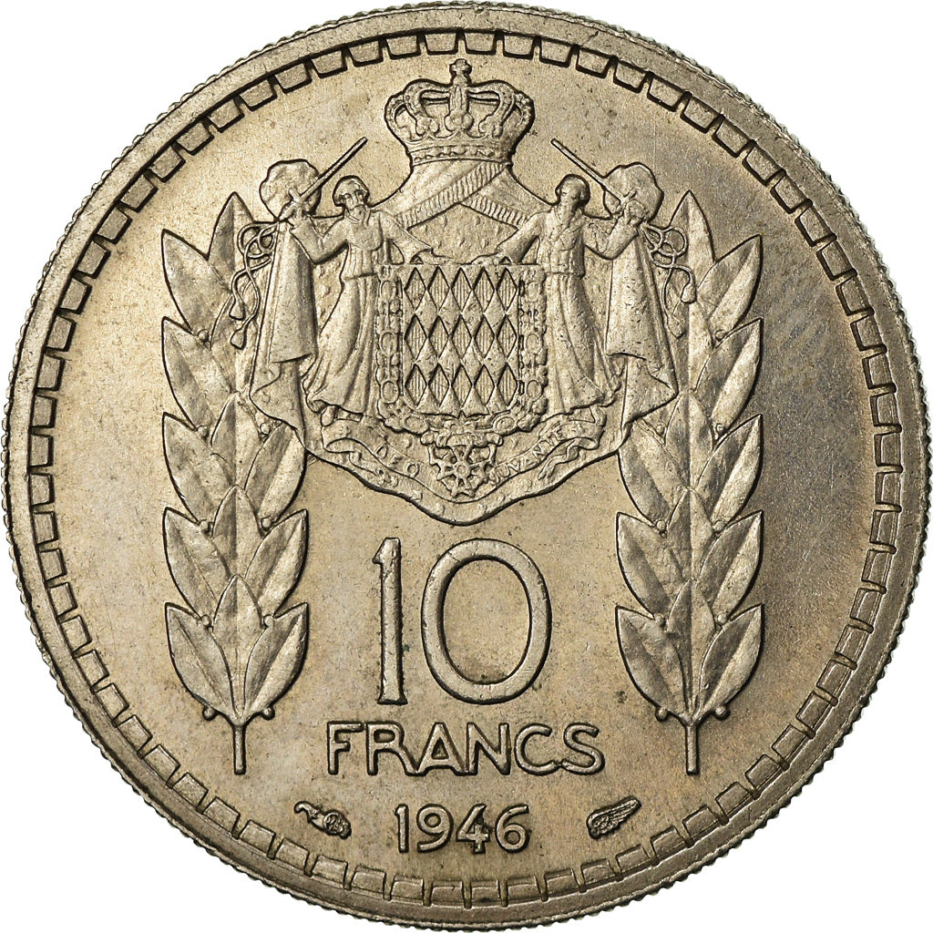 Moneta, Monaco, Louis II, 10 Francs, 1946, SPL-, Rame-nichel, KM:123