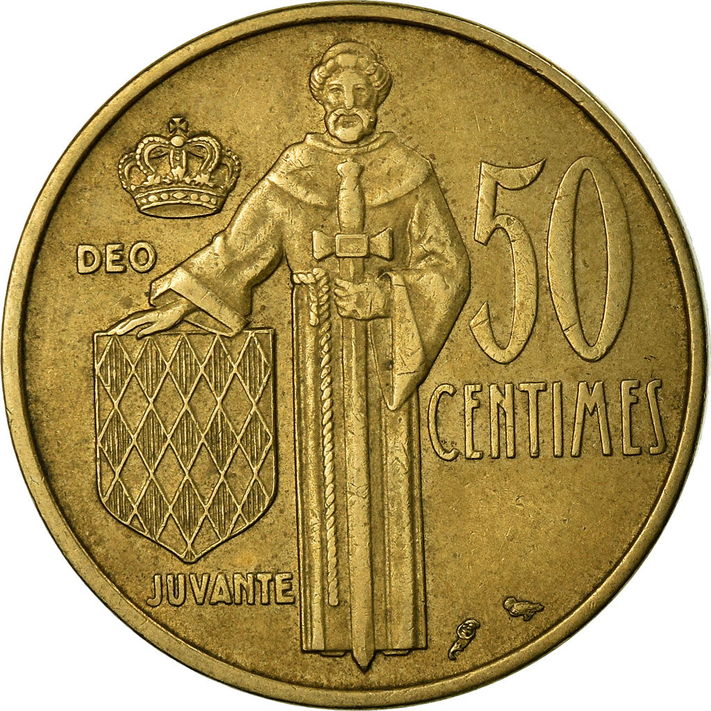 Coin, Monaco, Rainier III, 50 Centimes, 1962, EF(40-45), Aluminum-Bronze